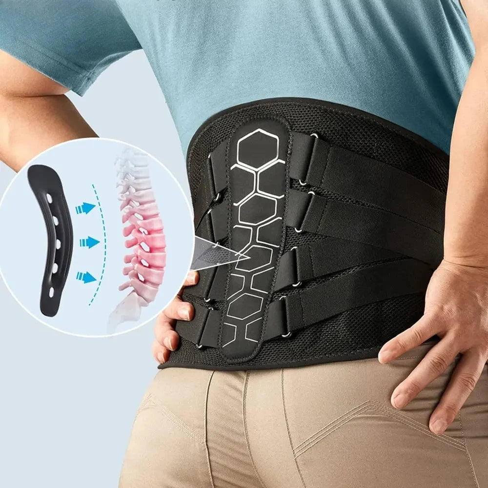 Back Brace for Lower Back Pain — Lumbar Support Belt for Sciatica, Herniated Disc & Spinal Decompression | Lightweight, Adjustable, Discreet Under Clothes