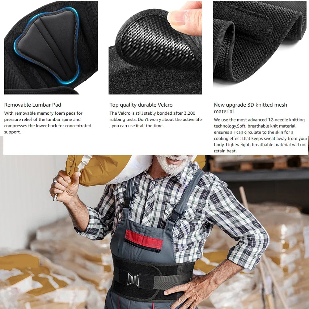 Back Brace for Lower Back Pain — Lumbar Support Belt for Sciatica, Herniated Disc & Spinal Decompression | Lightweight, Adjustable, Discreet Under Clothes